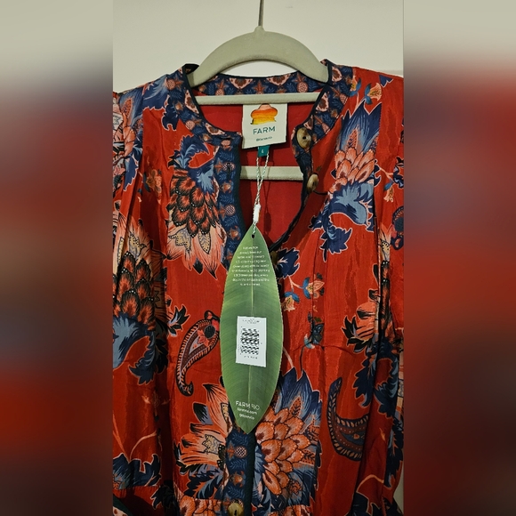 NWT Farm Rio Floral Patterned Mini Dress With Belt, Size L - Picture 7 of 7